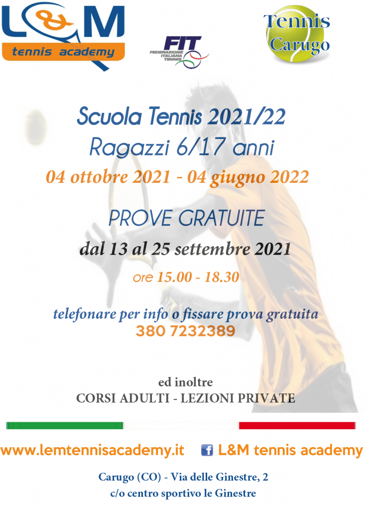 Scuola Tennis prove Gratuite a Carugo